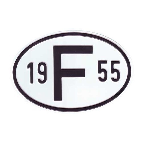  Landplaat "F" van metaal met jaar 1955 - VF1955 
