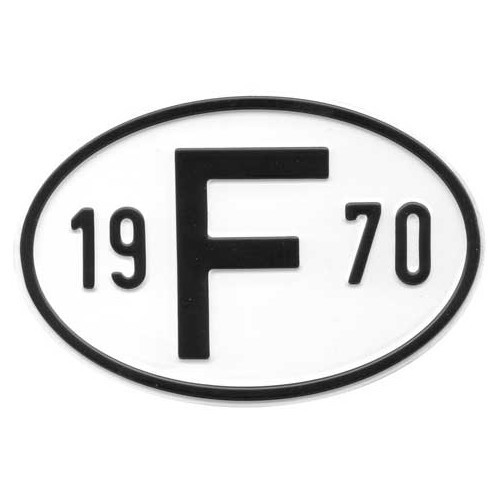  "F" metal country plate with year 1970 - VF1970 