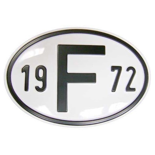  Plaque pays "F" en métal avec année 1972 - VF1972 