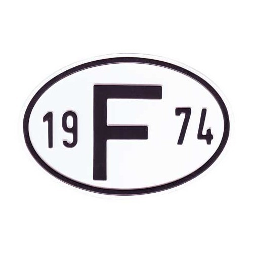  Plaque pays "F" en métal avec année 1974 - VF1974 