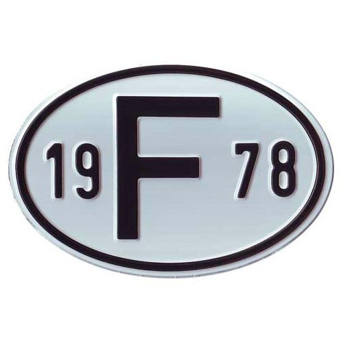     
                
                
    Placa do país "F" em metal com o ano 1978 - VF1978
