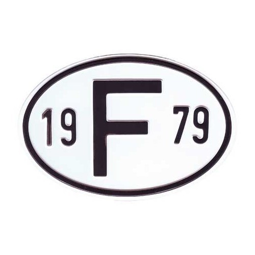  Plaque pays "F" en métal avec année 1979 - VF1979 