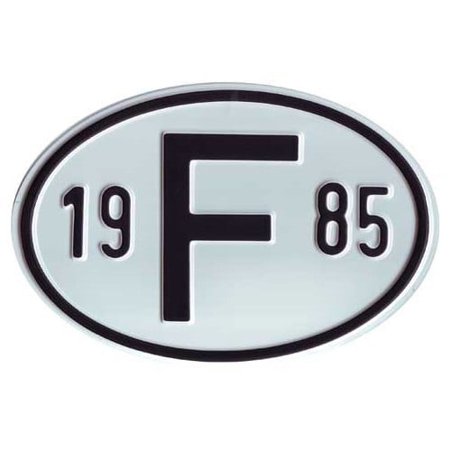  Länderschild "F" aus Metall mit Jahr 1985 - VF1985 