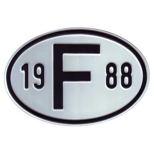  Länderschild "F" aus Metall mit Jahr 1988 - VF1988 