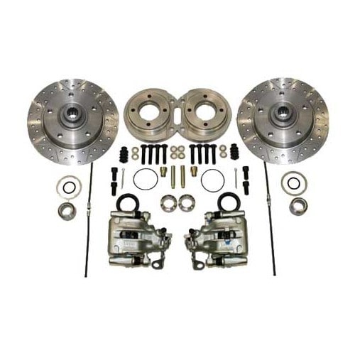  Rear brake kit with 5 x 130 KERSCHER bored grooved brake discs for Volkswagen Beetle with trumpets - VH40202 