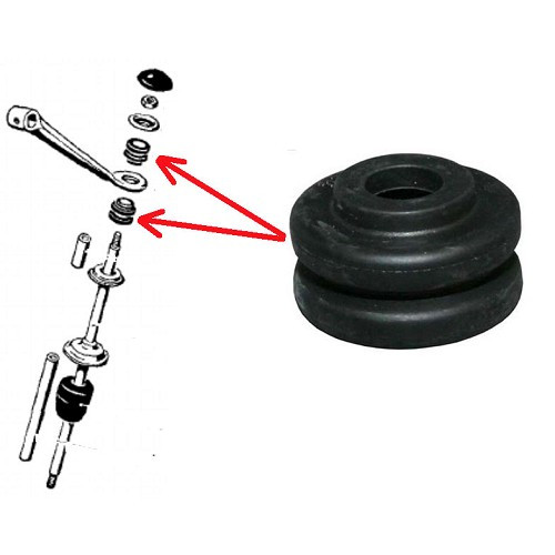     
                
                
    Bague guide supérieure entre bras et tige de poussée de barre stabilisatrice arrière pour Volkswagen Coccinelle 67-> - VJ51121
