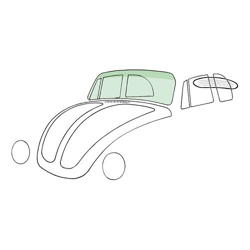     
                
                
    Pare-brise vert bande verte pour VOLKSWAGEN Coccinelle 1303 Cabriolet (08/1972-01/1980) - VK00113
