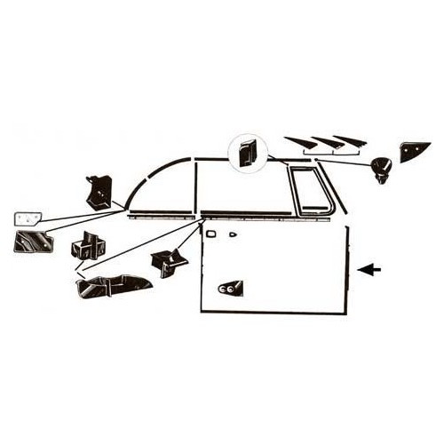 Türdichtung rechts für VOLKSWAGEN Käfer Cabriolet (08/1964-12/1979) - VK111022