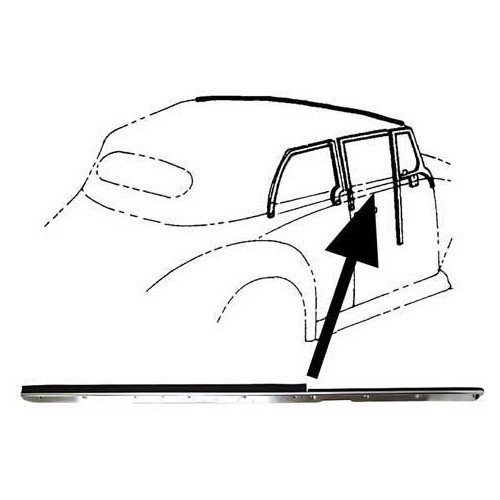  Right-hand front exterior weatherstrip for Volkswagen Beetle Cabriolet 08/1965-> - VK114002-1 