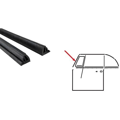  Seals between windscreen and doors for Volkswagen Beetle Cabriolet 65 ->80 - VK12702 