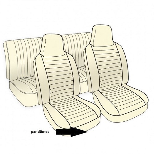  Housses de siège TMI en vinyle gaufré pour Volkswagen Coccinelle Cabriolet 74 ->76 (USA) - VK431327G 