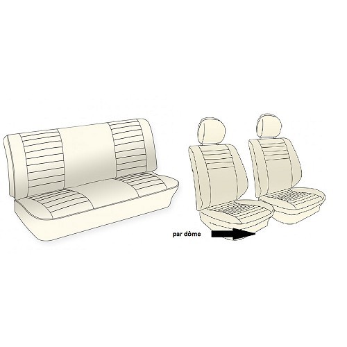  Housses de siège TMI en vinyle gaufré pour Volkswagen Coccinelle Cabriolet 77 ->79 - VK431328G 