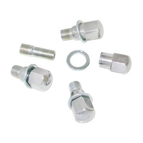     
                
                
    Vis de roue chromées 14 x 150 à portée plate pour jantes US - 4 pièces - VL30612
