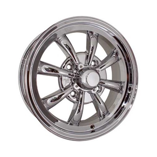     
                
                
    1 EMPI style chrome-plated rim, 8 arms, 4 x 130, 15" - VL37045
