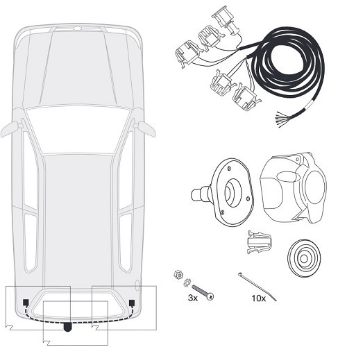  7-pin wiring for VOLKSWAGEN POLO 6N1 (10/1994 to 09/1999) - WD05249-1 