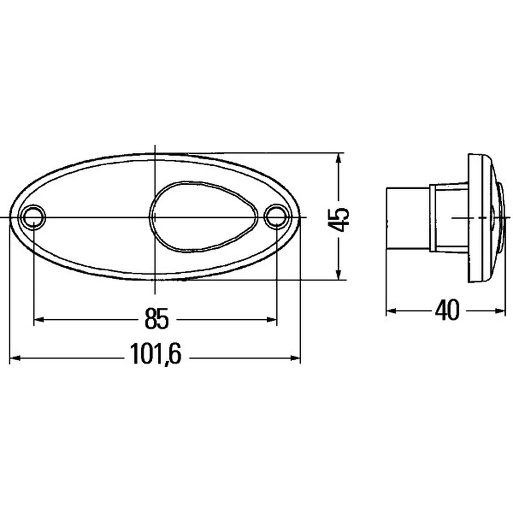 LUZ DE MARCAÇÃO LATERAL OVAL BRANCA HELLA