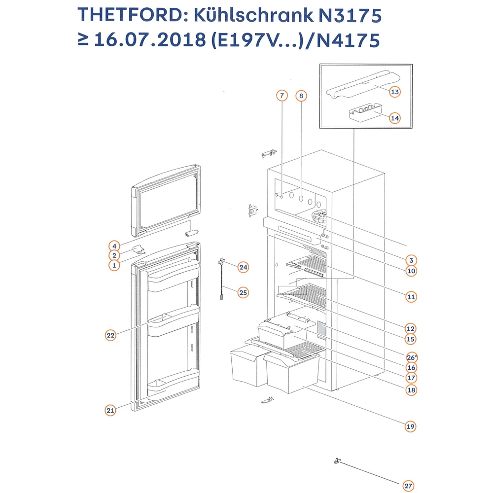 Fecho de porta preto para Thetford N3150 de 24.04.2018 e N4150