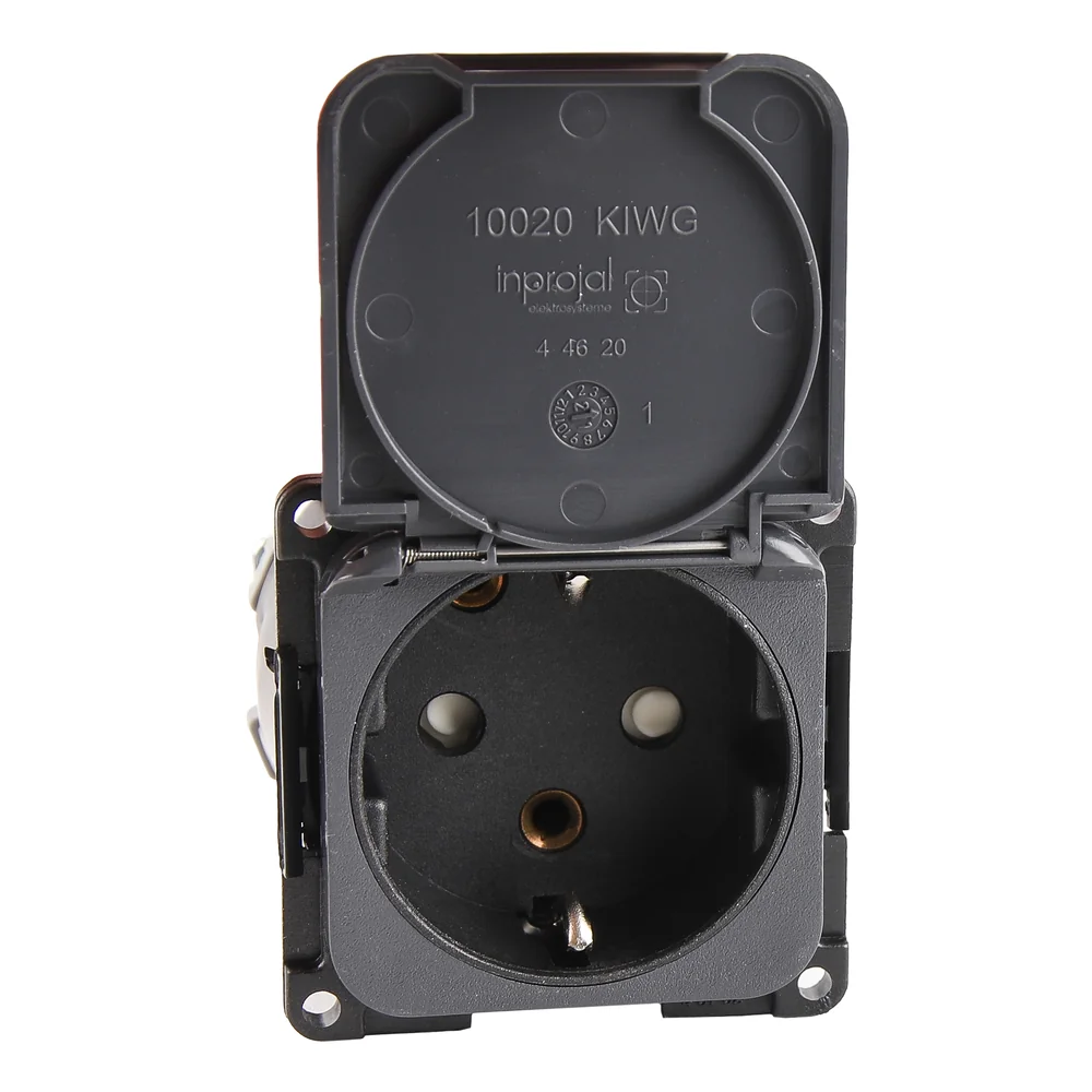 220V enchufe schuko gris oscuro tapa CBE