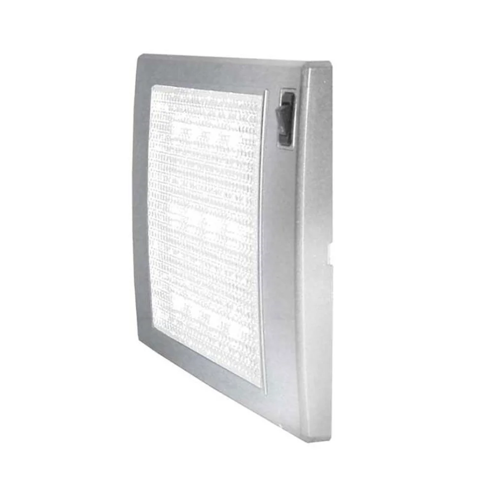 Slimlite 12V LED ceiling light with aluminum finish switch - for motorhomes and caravans.