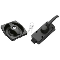 Serratura quadrata nera con maniglia per porta caravan da 40 mm con cilindro di apertura a destra