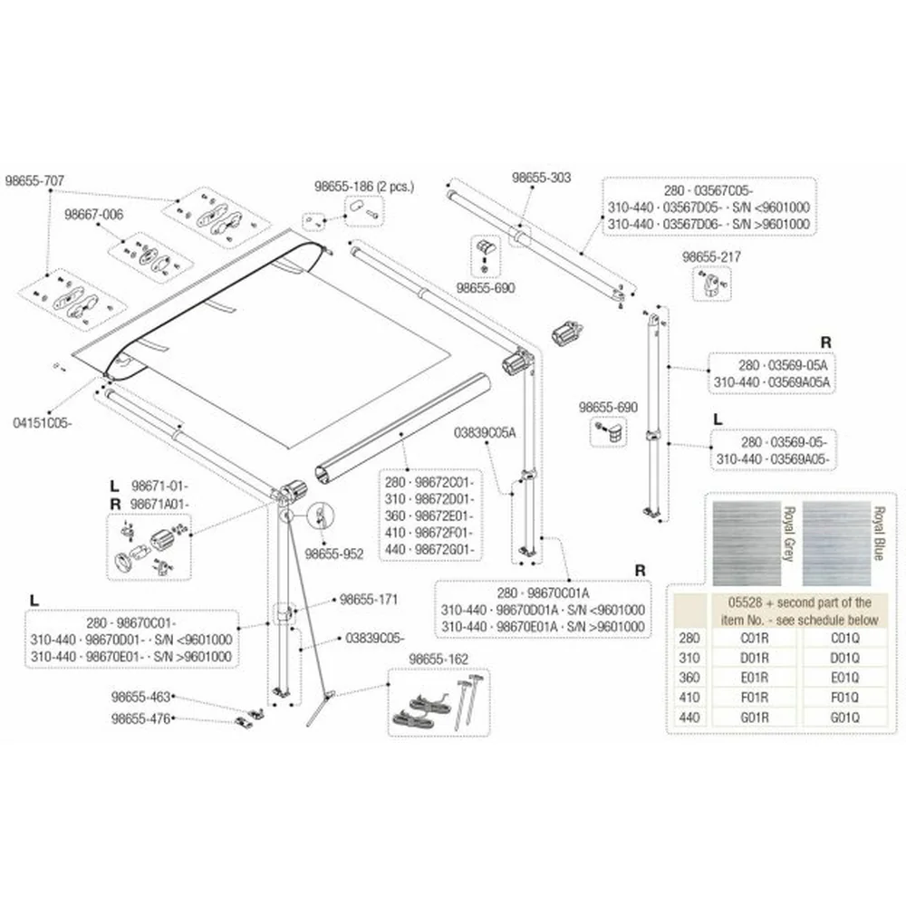 Enchufe enrollable izquierdo para estores Caravanstore -Fiamma Ref: 98671-01