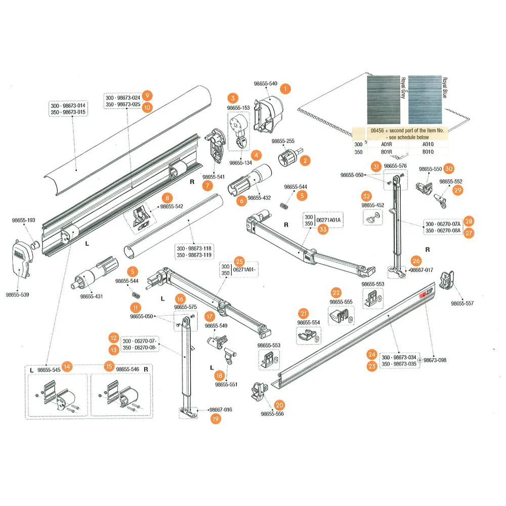 Patte de fixation de Rafter sur boitier de store F45S 190-450 Fiamma