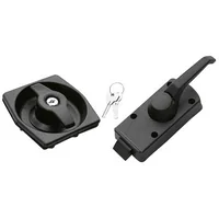 Cerradura cuadrada negra con tirador para puerta de caravana de 25 mm con apertura a la derecha + cilindro y llaves