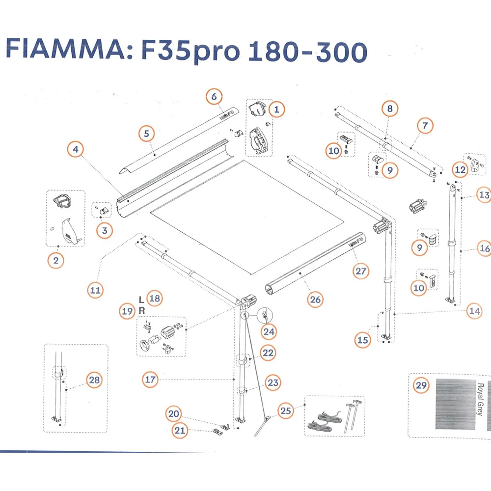 Rafter per tendalini F35 Pro 250 Fiamma - Rif.: 03566B05