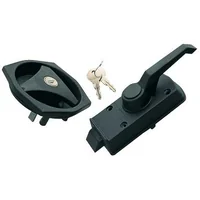 Serrure noire hexagonale à poignée pour porte de caravane avec ouverture à droite + barillet & clés FAP