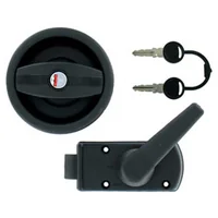 Black handle lock for caravan door with left-hand cylinder opening