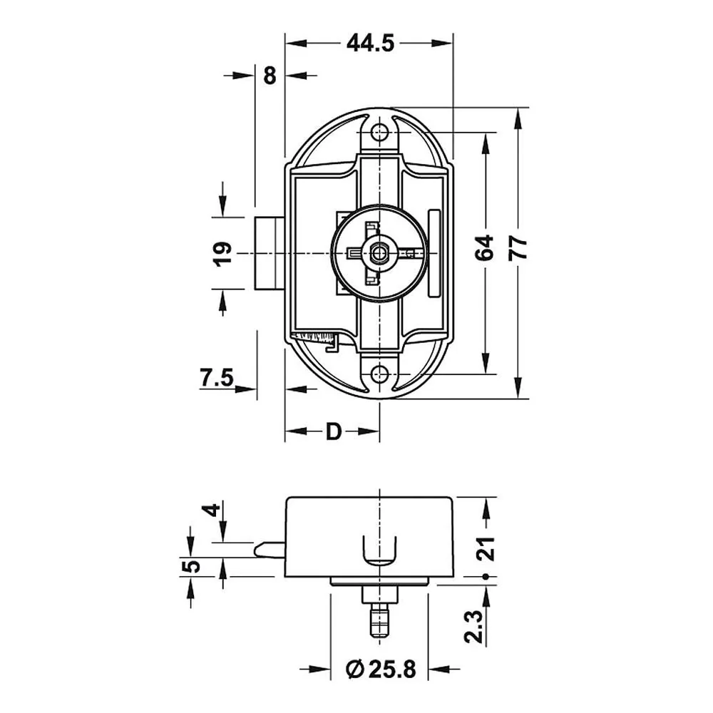 Cierre giratorio Push Lock, pomo roseta 16 mm marrón