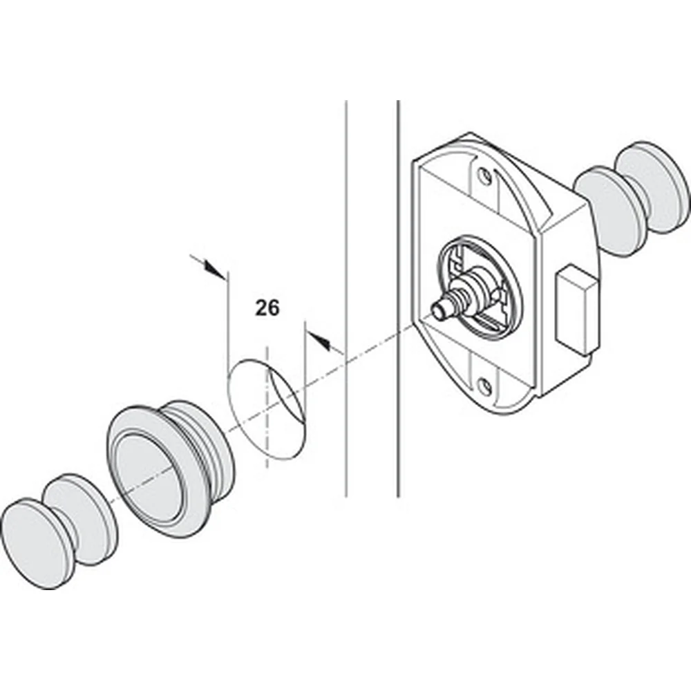 Cierre giratorio Push Lock, pomo roseta 16 mm marrón