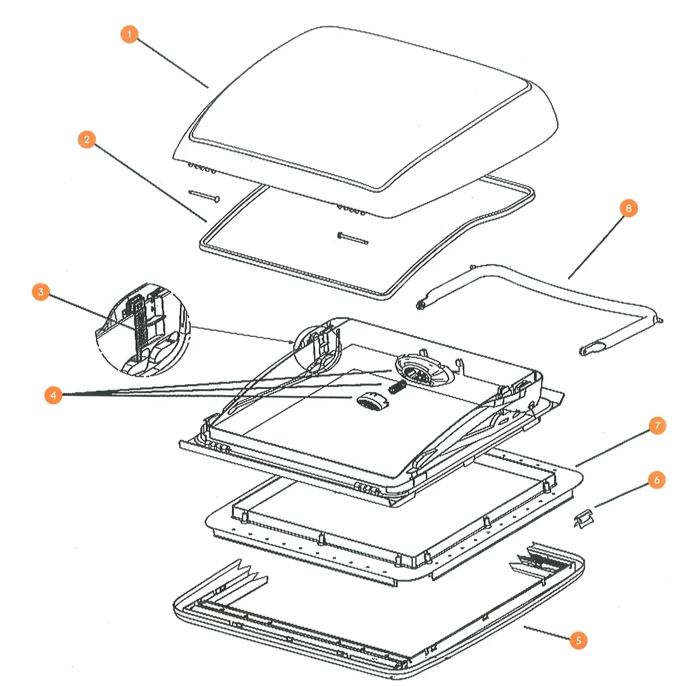 Marco completo para claraboya Mini Heki 520x520 mm DOMETIC - ref.: BG18042520