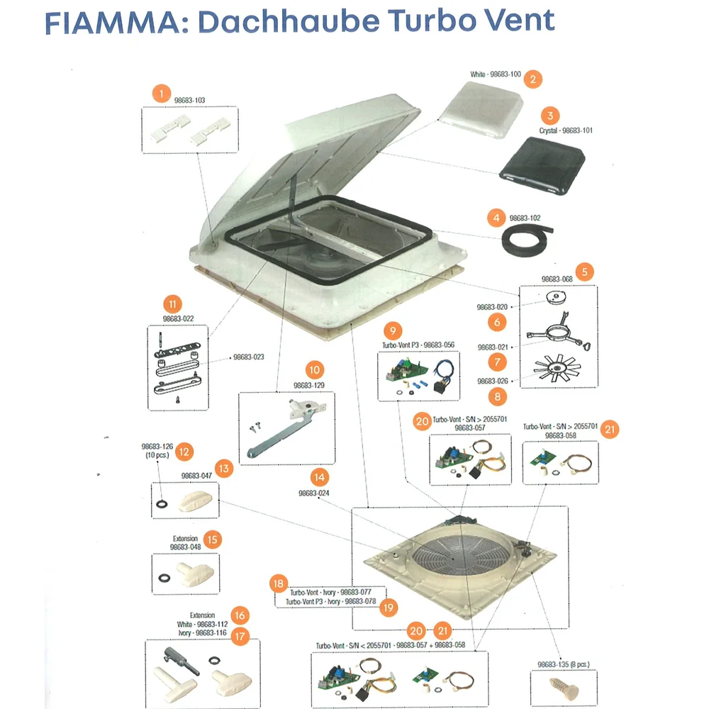 Bouchons pour couvercle de lanterneau VENT 28 VENT 160 TURBOVENT 28 FIAMMA