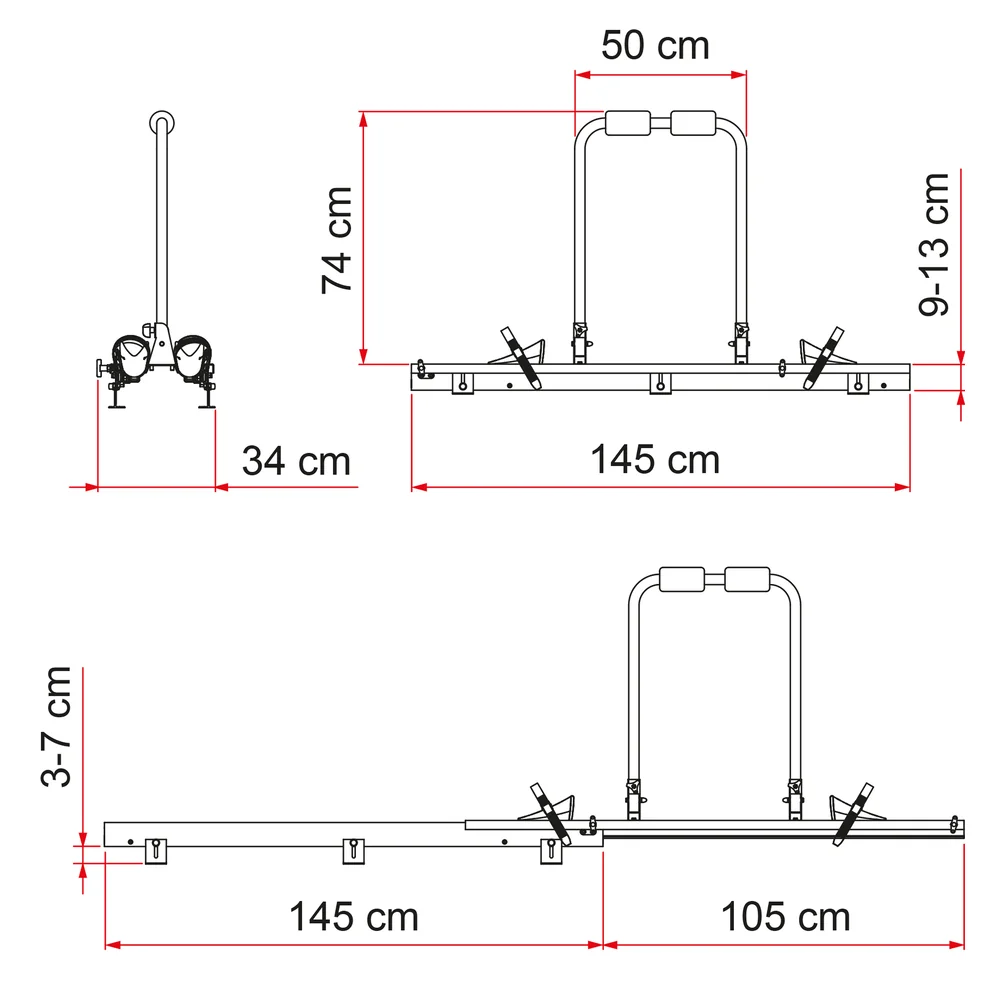 PORTA BICICLETAS GARAGE SLIDE PRO BIKE FIAMMA - 2 bicicletas