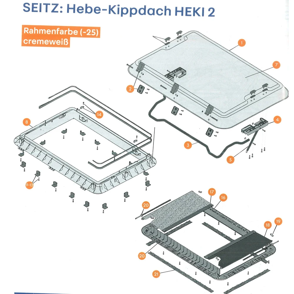 Heki 2 dakraam scharnier