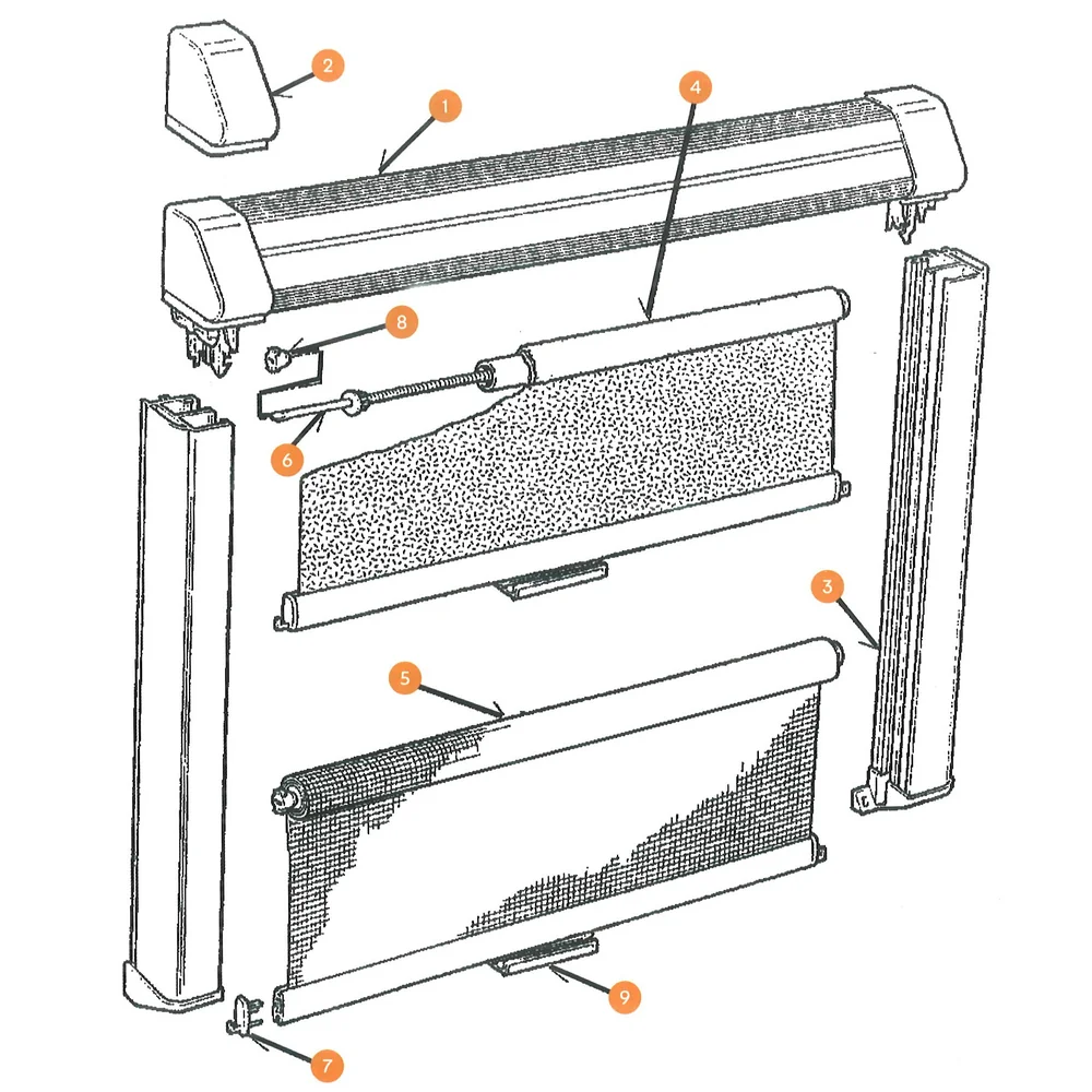Support de rail de guidage côté droit pour store Rastrollo 2000 Seitz Dometic