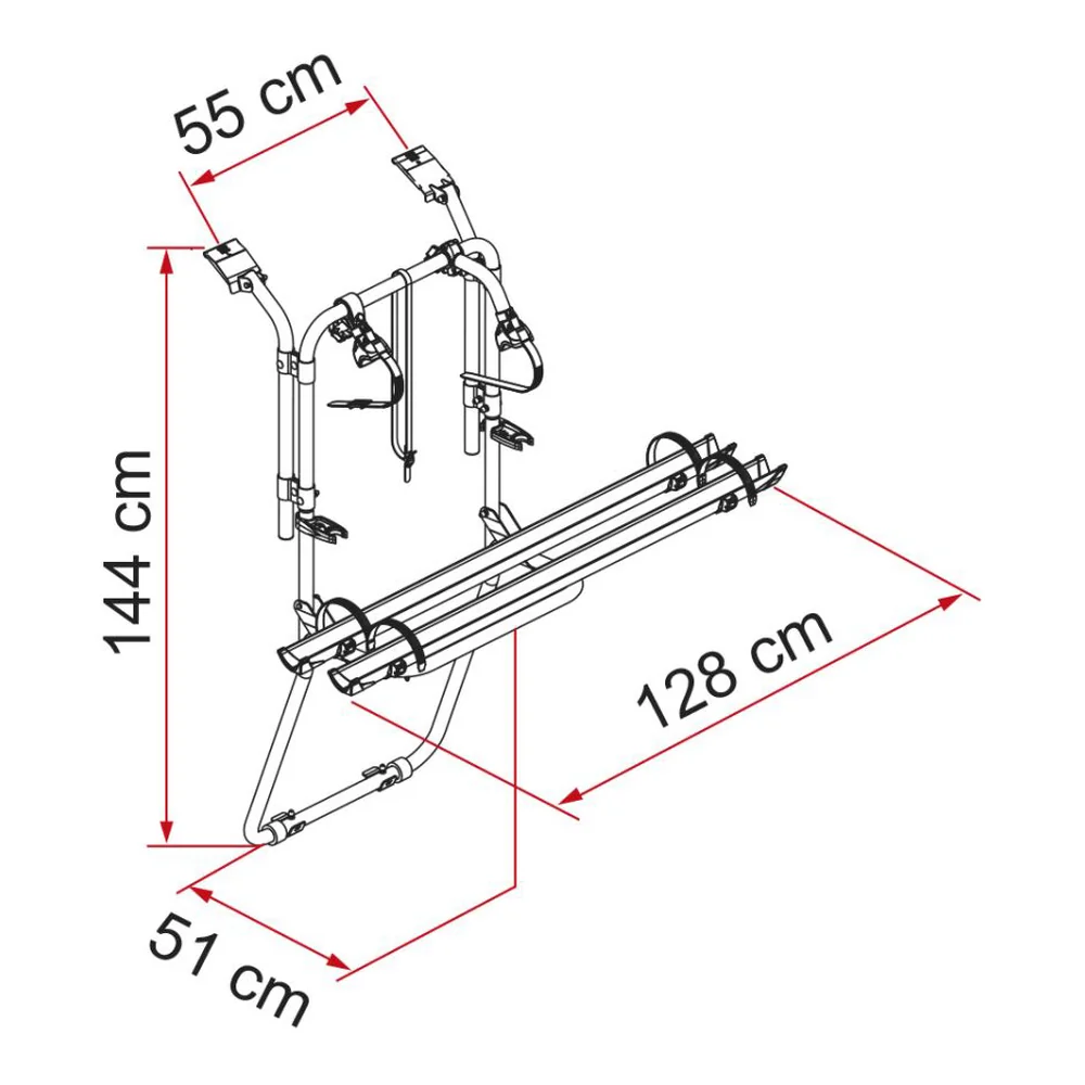 Fietsendrager CARRY BIKE FIAMMA voor Opel Vivaro A en B H1 dubbele achterdeuren-2001-2018-restylage 2023