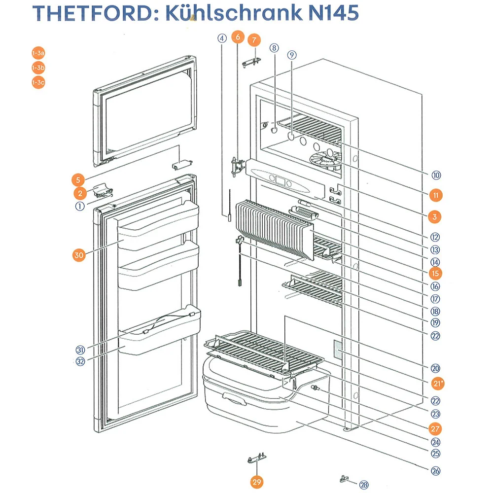 Thetford N145 Grande Bastidor de Frigorífico