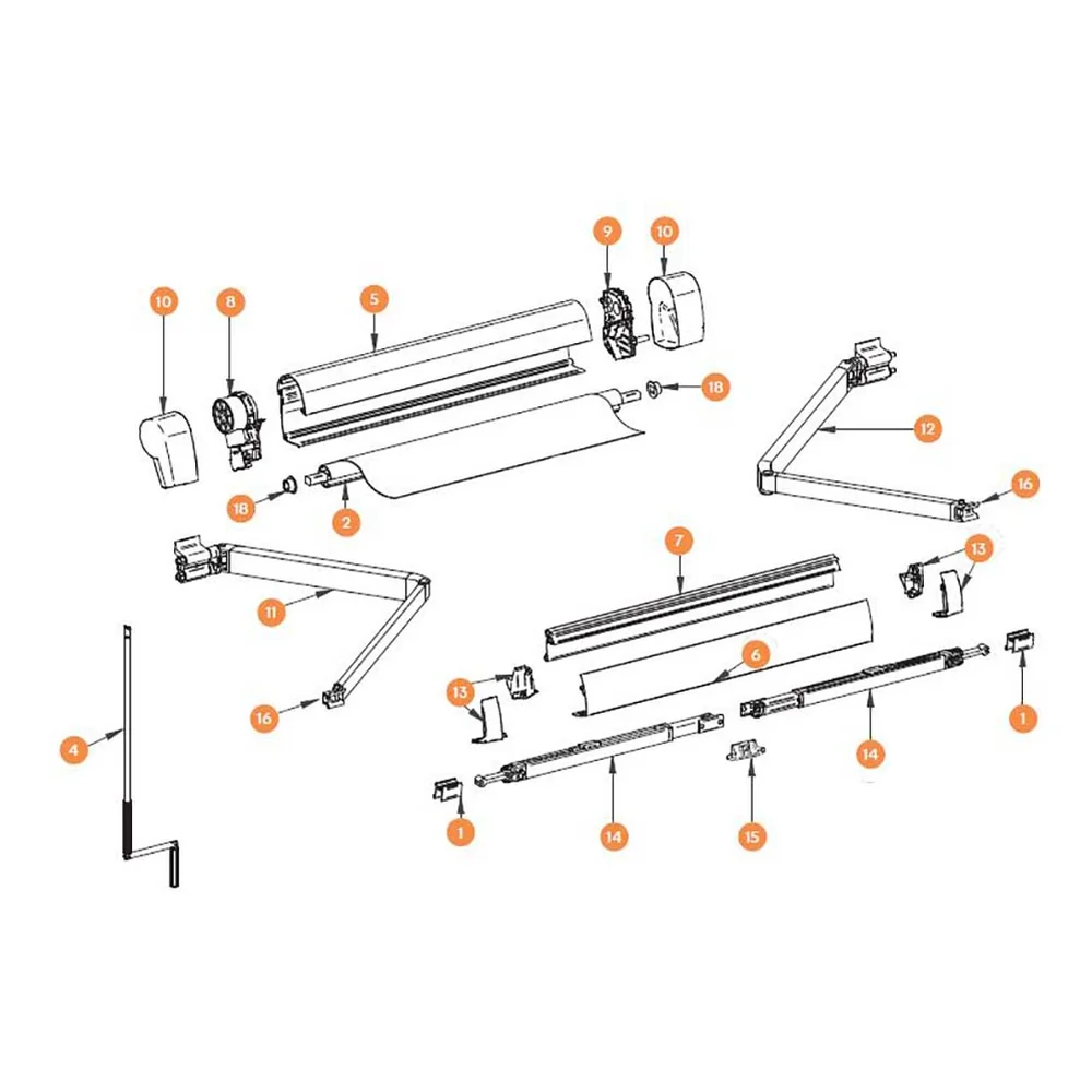 Eindkappen rechts en links zilvergrijs voor Thule 5102 luifel