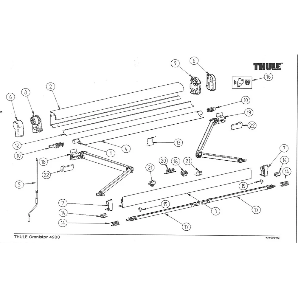 Charcoal grey right and left end caps for Thule 4900 awning
