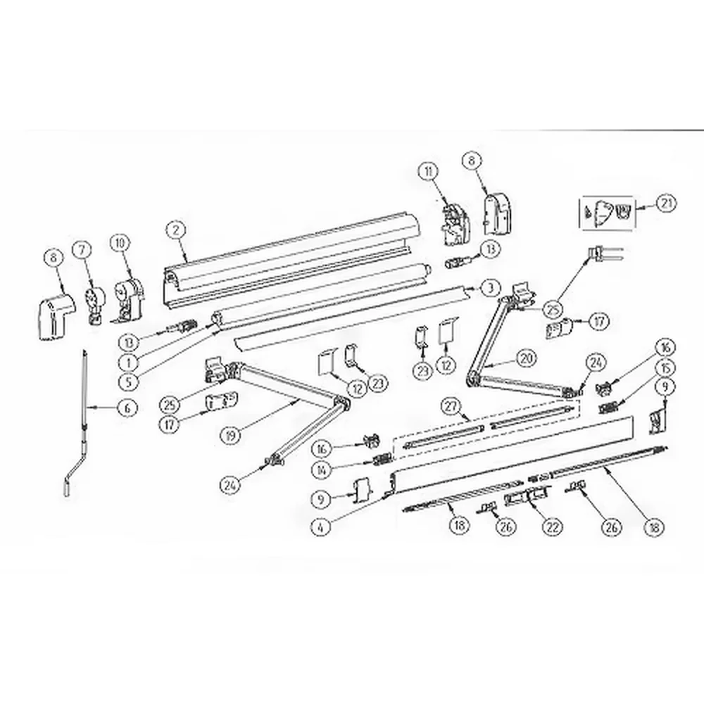 Mecanismo izquierdo blanco para persianas Thule 5200