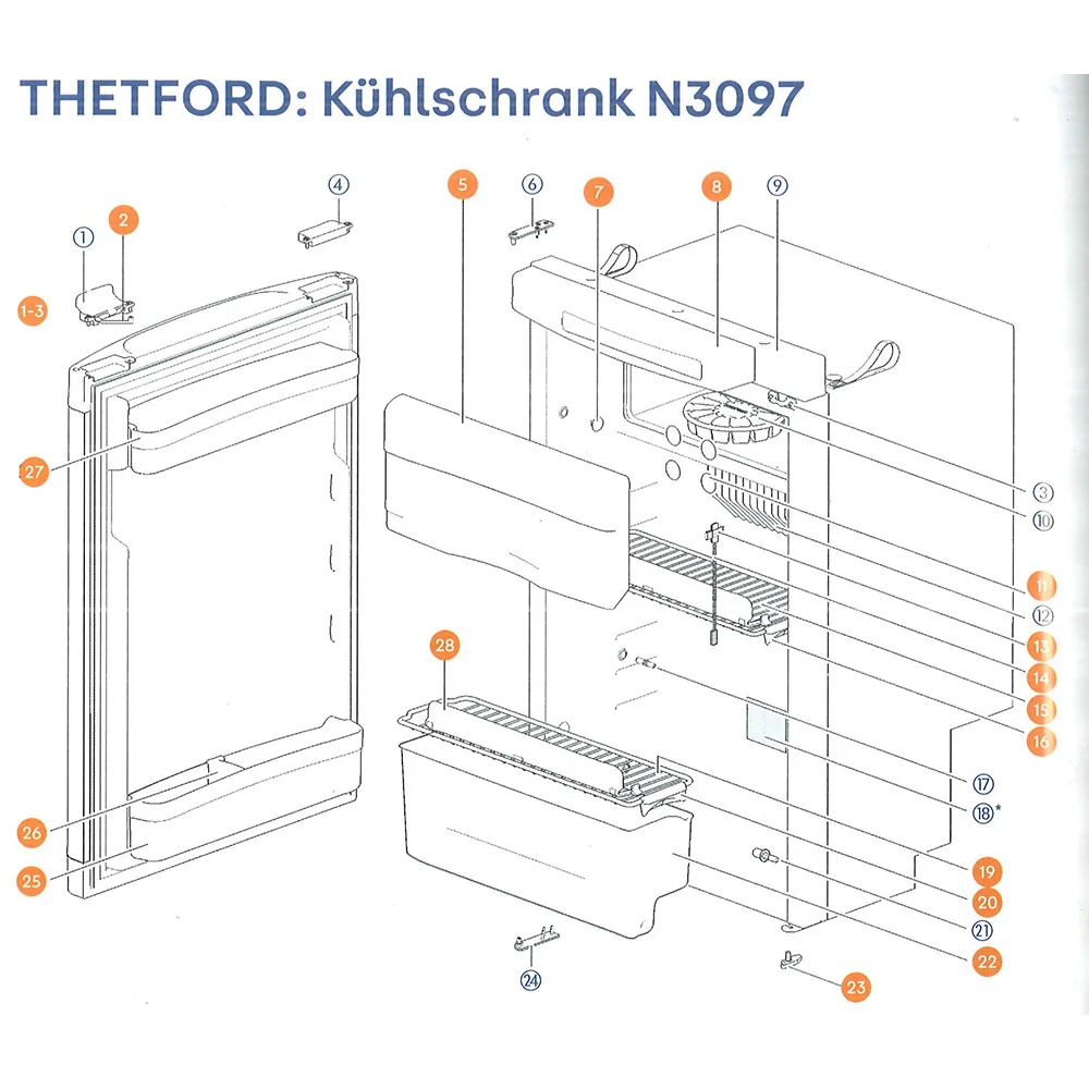 Balcón superior para frigoríficos Thetford N3097 N3104 N3112