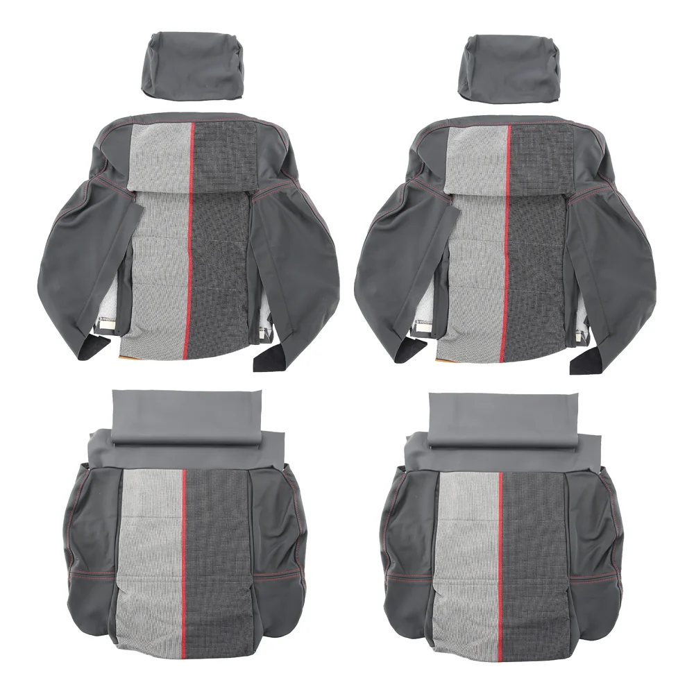Housses avant sur mesure Cuir anthracite et tissus Ramier pour Peugeot 205 GTI